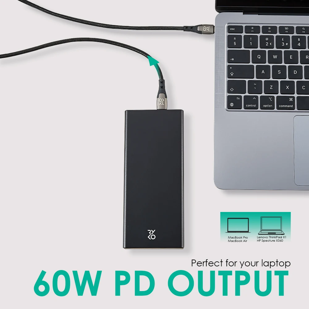 RYKO ATOM PLUS 파워 뱅크, 20000 mAh USB-C, 60W