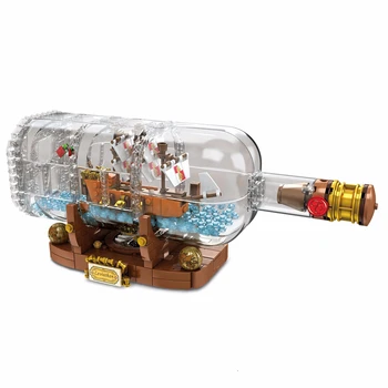 

83029 1078pcs Technic Idea Ship Boat In A Bottle Compatible 21313 Building Blocks Bricks Toys for Children 16051