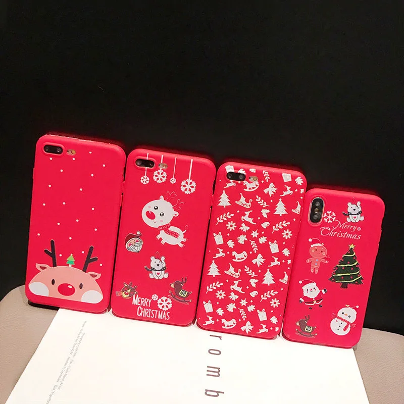 Новогодний красный Рождественский Мягкий силикон для iPhone 6/6S (4 7)/6P/6SP/7/8 7) 7P/8P/X/XS/XR (6