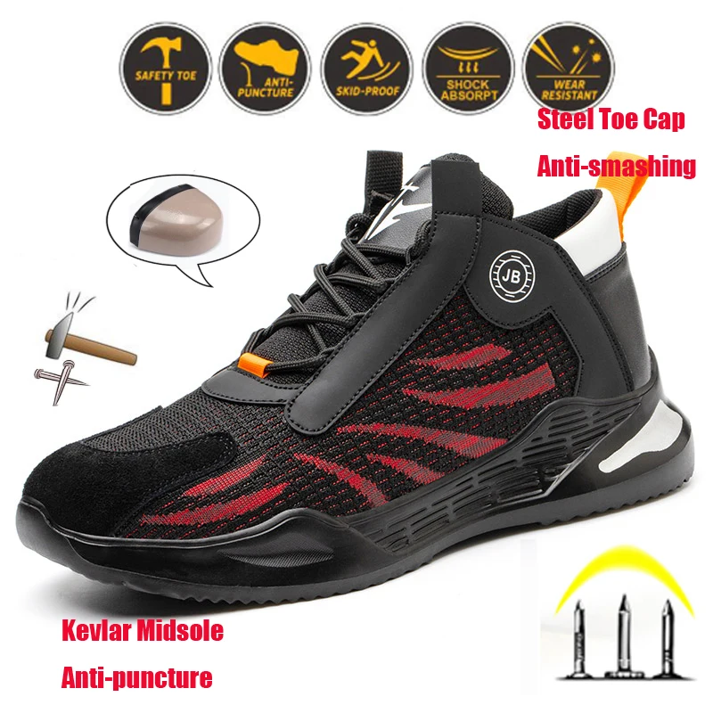 Male Shoes Work-Sneakers Steel-Toe Indestructible Puncture-Proof Men