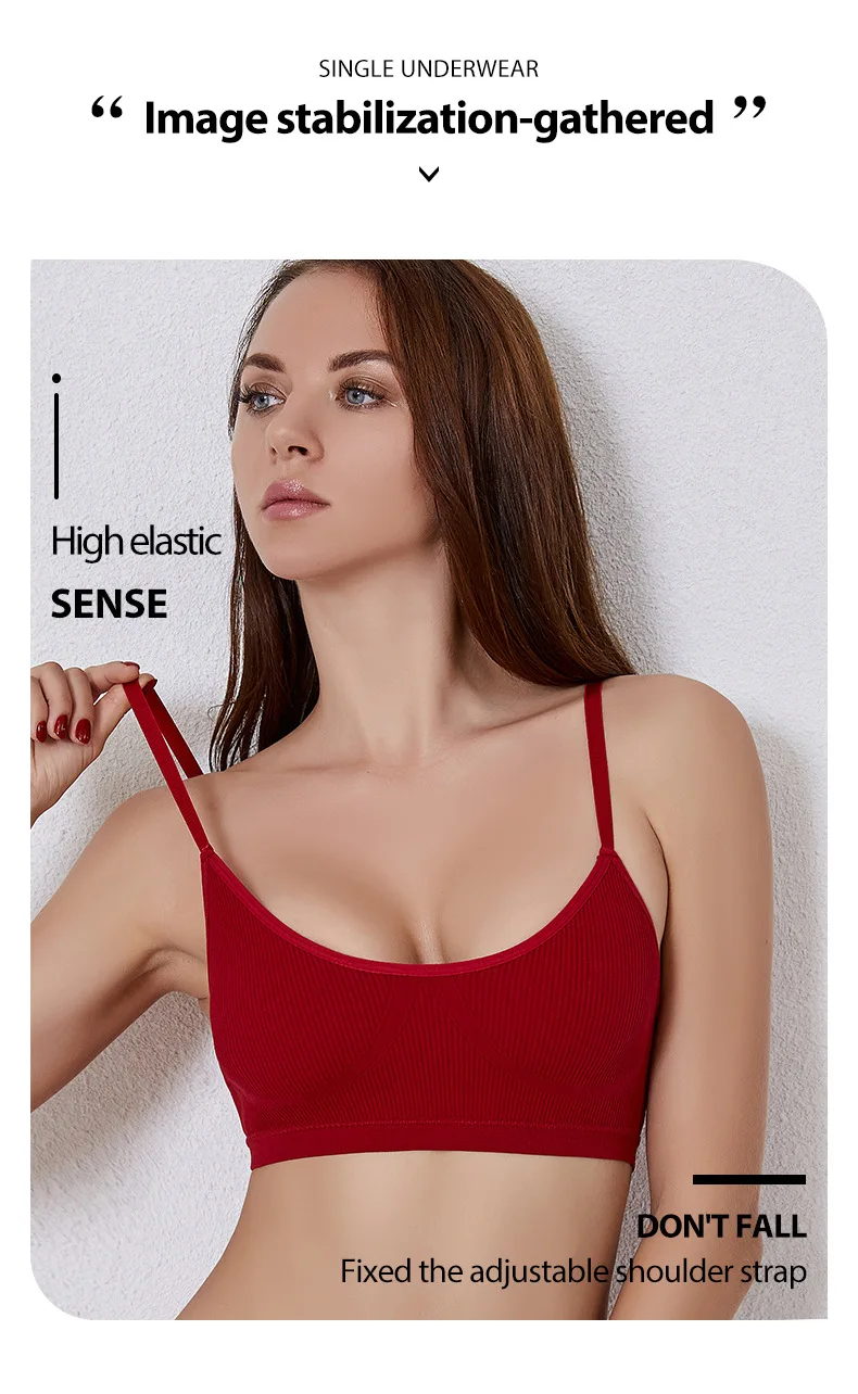 Women Underwear Set Large Size Adjusted-Straps Bralettle Suit Famale Solid Color Simple Striped Comfortable Breathable Lingerie red bra set