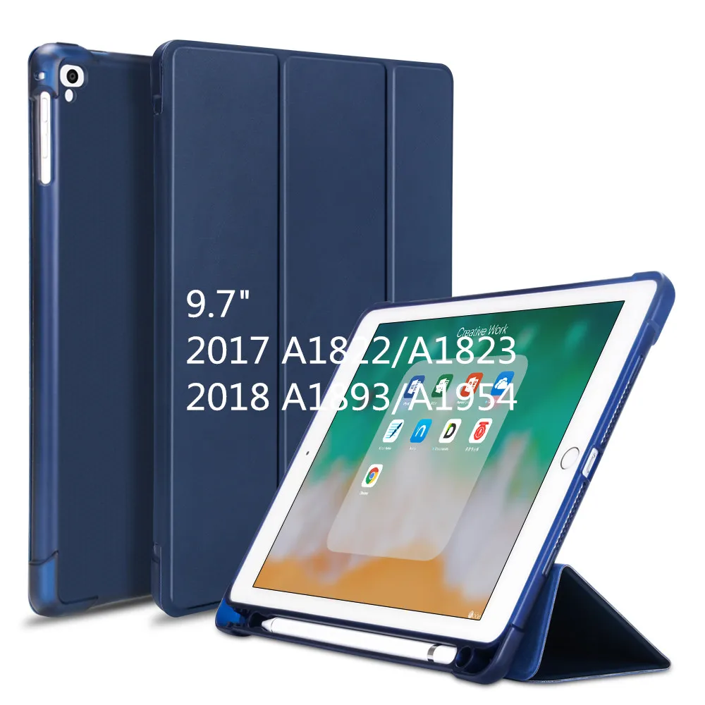 Серый Чехол для iPad air2, чехол, 9,7 дюйма, силиконовый мягкий чехол из искусственной кожи, умный чехол для iPad, чехол 6-го поколения - Цвет: Серый