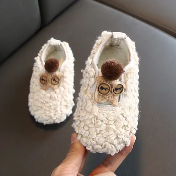

Kids Fur Shoes Comfortable Casual Cotton Shoes Warm Girls Shoes Soft Children's Flat Shoes Slip On Wool Loafers KS570