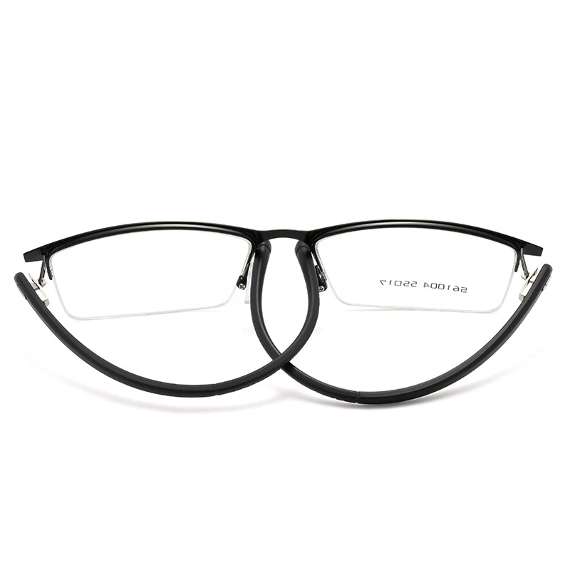 Полуметаллическая оправа для близоруких очков, Ультралегкая металлическая оправа для женщин и мужчин, черные короткие очки для зрения