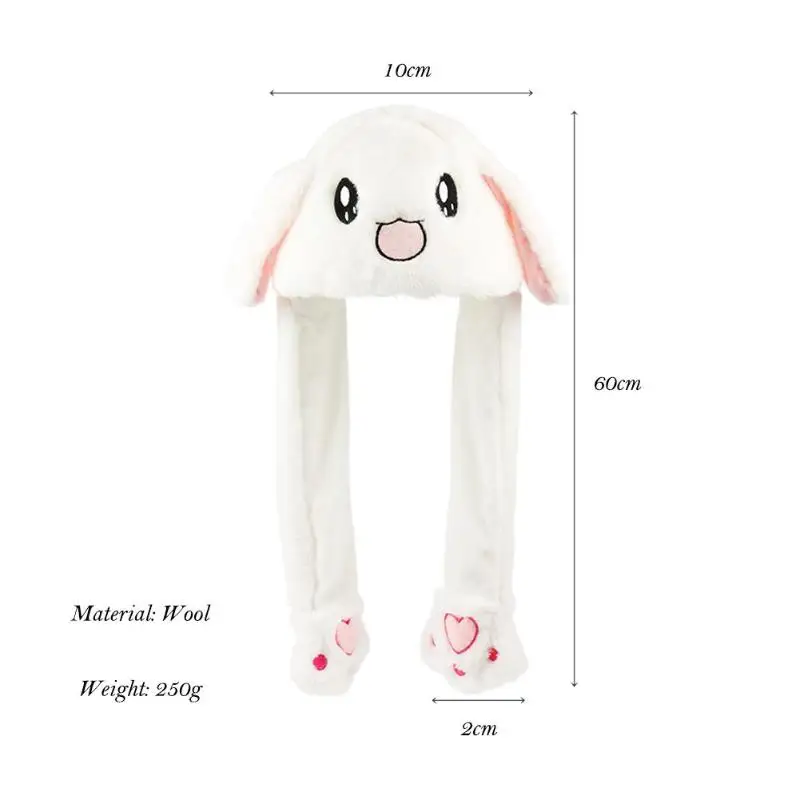 Newly Cute Bunny Plush Hat Funny Playtoy Ear Up Down Rabbit Gift Toy for Kids Girls Girlfriend Toy Gift