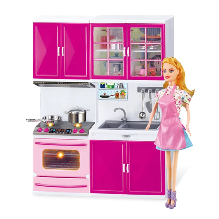 Счастливая кухня два шкафа одна игрушка игровой дом игрушки Отправить кукла набор девушки подарок на день рождения