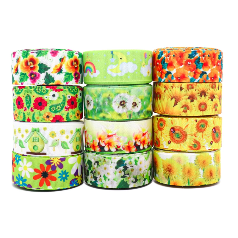 Ribbon Decoration,Ribbon Supplies,Grosgrain Ribbon,Sewing Ribbon,5 Yards 1" 25MM Flowers Printed Grosgrain Ribbons,For Hair Bows DIY Handmade Materials