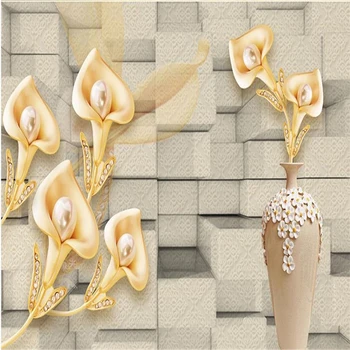 

Custom 3d wallpapers beautiful scenery wallpapers flower vase beautiful three-dimensional background wall