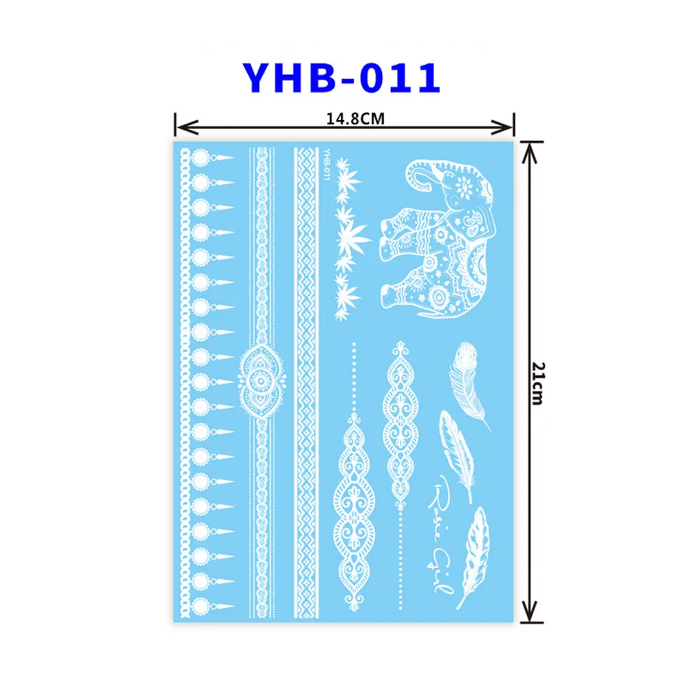 YHB-011 Сексуальная хна для росписи мехенди Татуировка колье из белого кружева цветок временная татуировка наклейка водостойкий боди-арт для свадьбы пляжа - Цвет: YHB-011