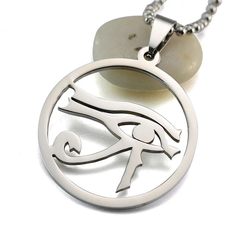 Ожерелье из нержавеющей стали с подвеской Глаз Гора серебряного цвета длина 60 см