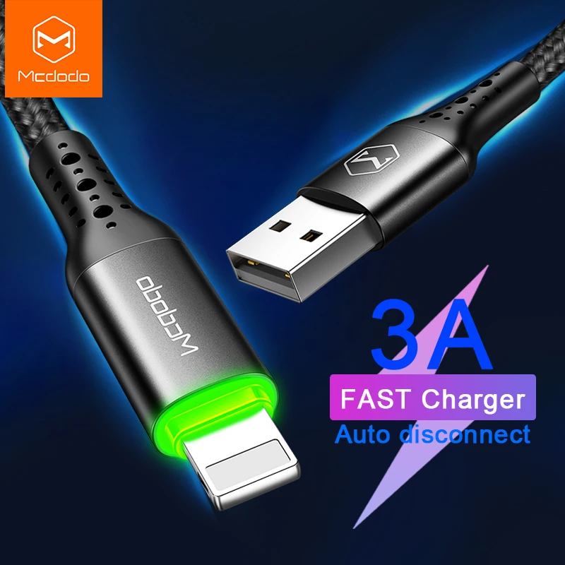 USB кабель MCDODO 3A автоматическое отключение быстрая зарядка для передачи данных