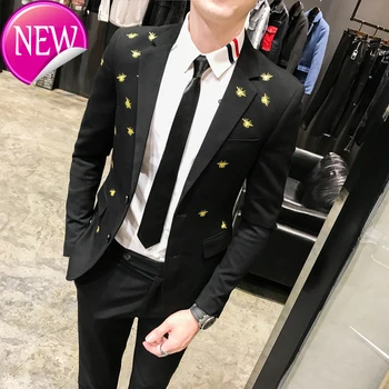 

Bee Men's Golden suit, black, tight, boyfriend, wedding dress, calf