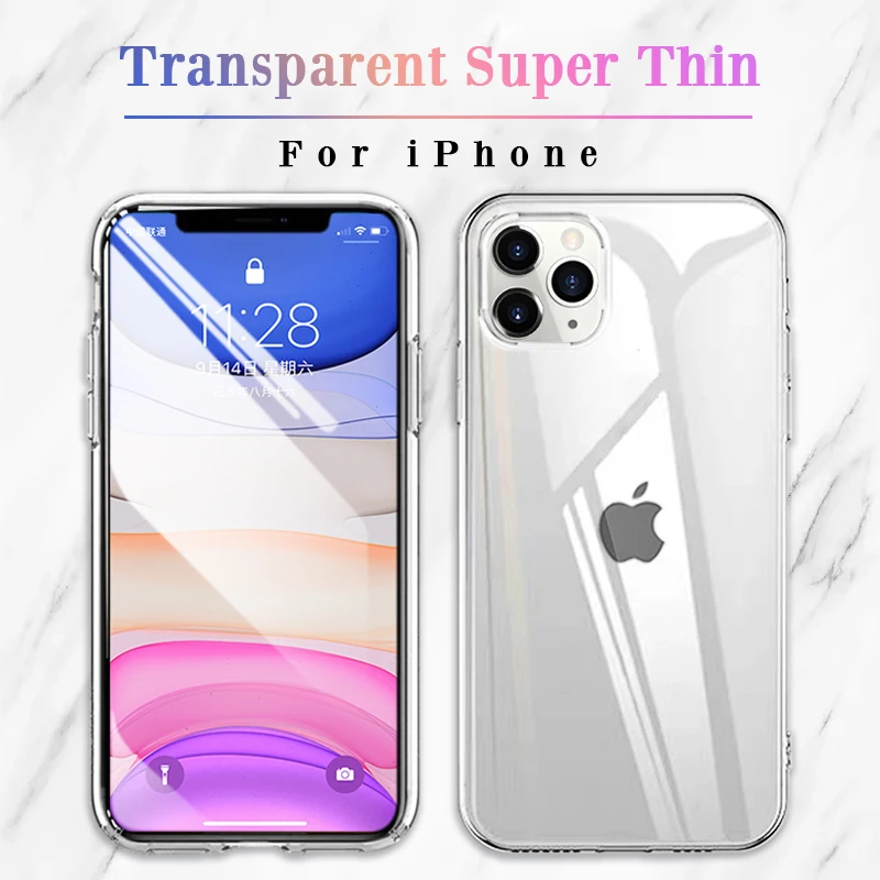 Ультратонкий прозрачный силиконовый мягкий чехол для iPhone 11 Pro X XR XS Max тонкий