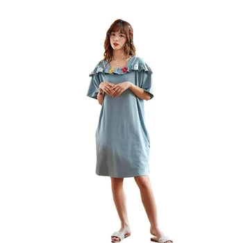

Plus Size Nightdress Female Nightgown Casual Sleepwear for Women Summer Sleepshirts Cotton Night Gown Large Size Homewear Fat Mm