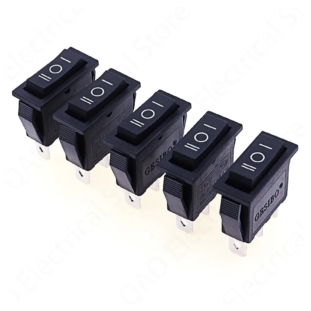 5 шт. x AC 15A 250V /20A 125V 3-контактный SPDT KCD3 ВКЛ-ВЫКЛ-на 3 позиции черный лодка кулисный