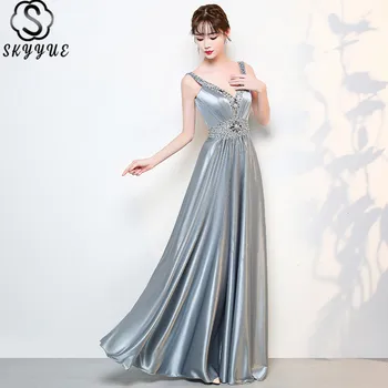 

V-Neck Formal Dress Skyyue K160 A-Line Backless Sleeveless Floor-Length Special Occasion Dresses Plus Size Tank Robe De Soiree
