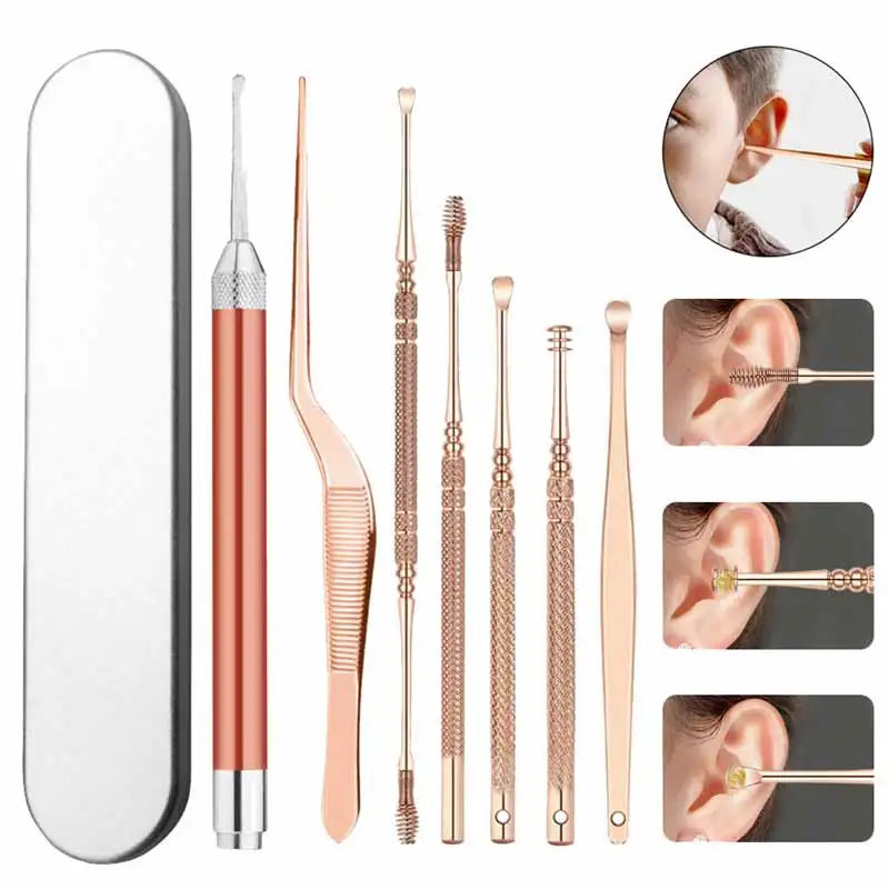 

Baby Ear Cleaner Spoon Flash Light Ear Wax Curette Picker Visual Children Earpick Eer Wax Dig Remover Ear Nose Tweezer