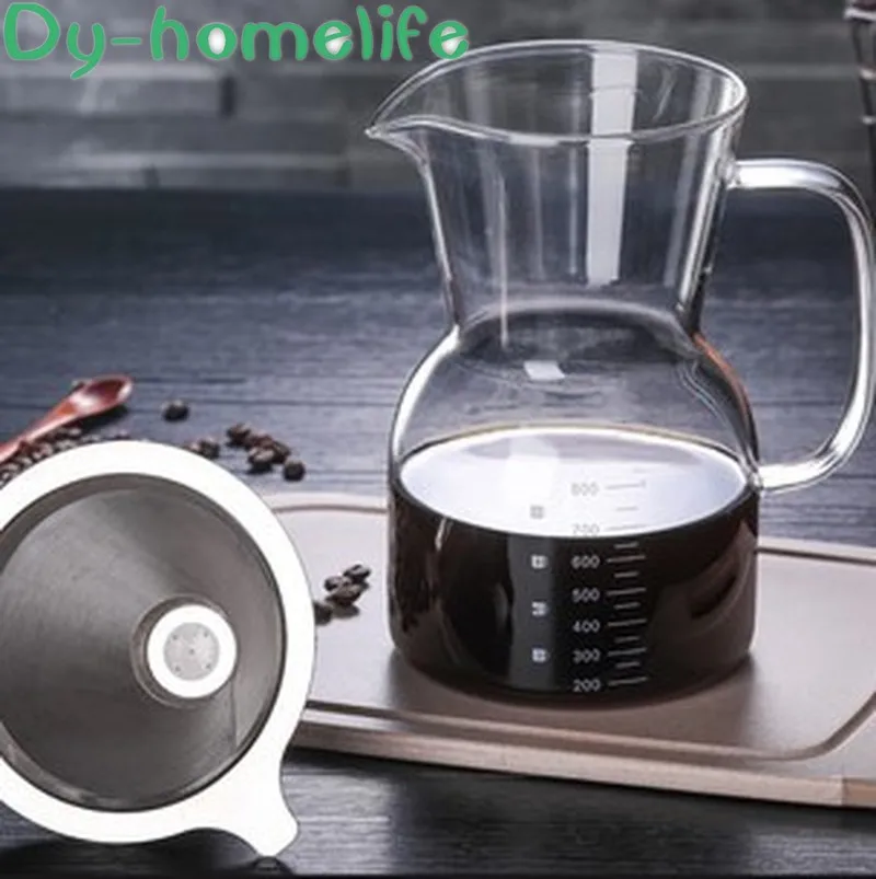 

European-style Creative Glass Coffee Pot with Filter Restaurant Household Coffee Sharing Pot Teapot High Temperature Resistance