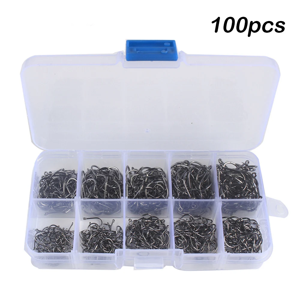 Fishing Hooks 100-1000 Pieces of Fish Hook Box Set Saltwater Fresh