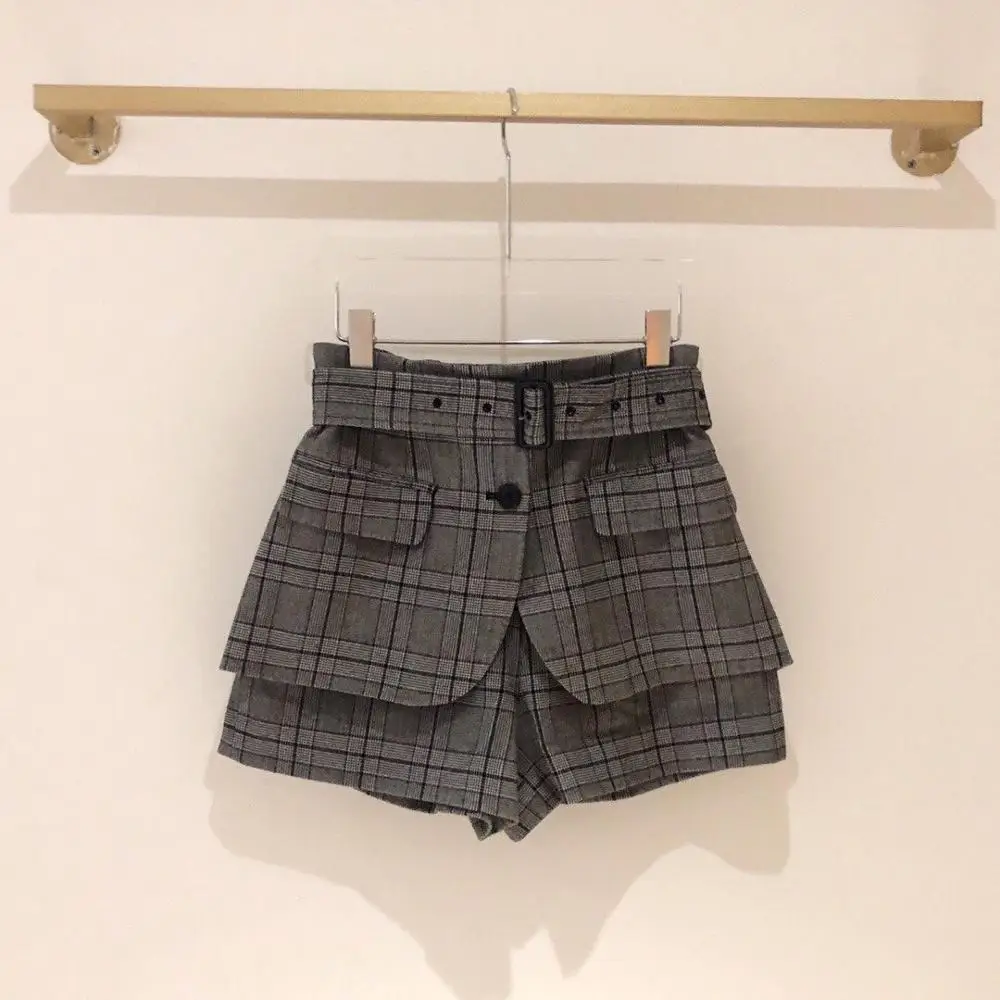 2019FW модные новые женские клетчатые шорты с высокой талией женские повседневные короткие штаны ddxgz2v 11,7