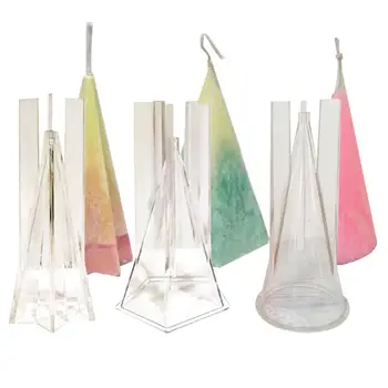 

1PCS DIY Handmade Candle Mold Cone Pyramid Transparent Plastic Candle Making Model Reusable Candles Shaping Crafts Mould