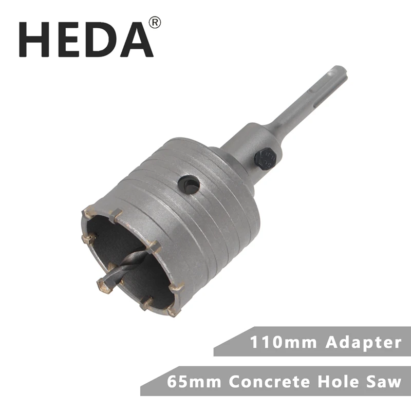 HEDA 65mm Concrete Tungsten Carbide Alloy Core Hole Saw SDS PLUS Electric Hollow Drill Bit Air Conditioning Pipe Cement Stone heda 45mm concrete tungsten carbide alloy core hole saw sds plus electric hollow drill bit air conditioning pipe cement stone