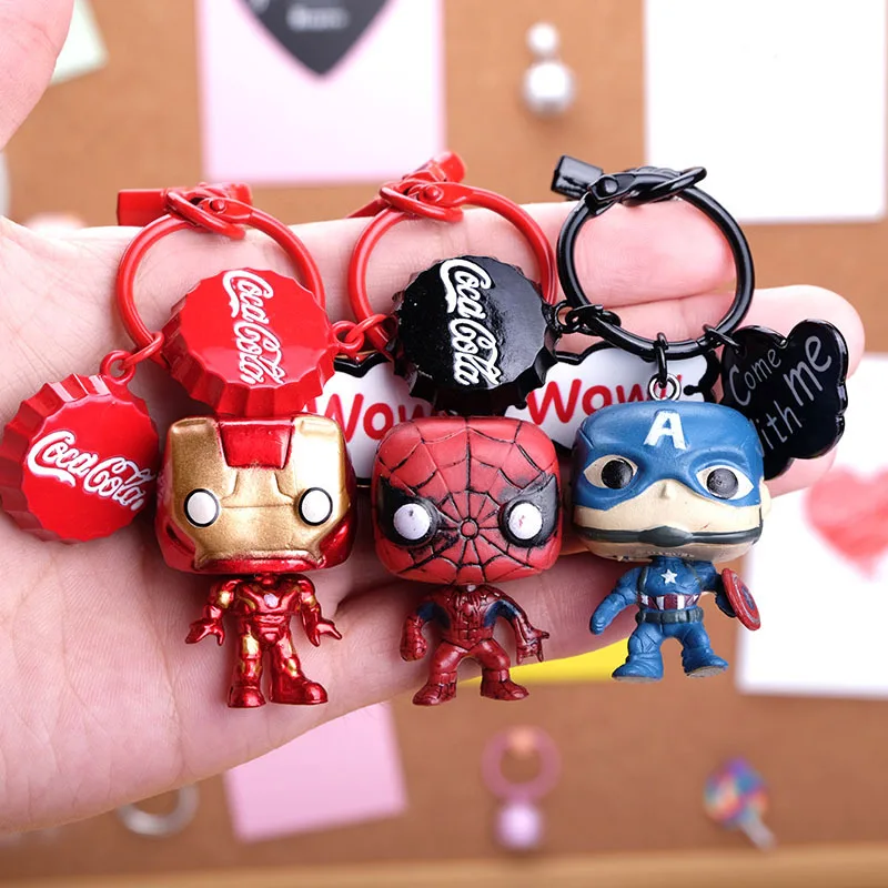 

2019 Fashion New Pop Toys Keychain Marvel Captain America Iron Man Key Ring Kids Wonder Women Key Chain Bag Pendant Jewelry