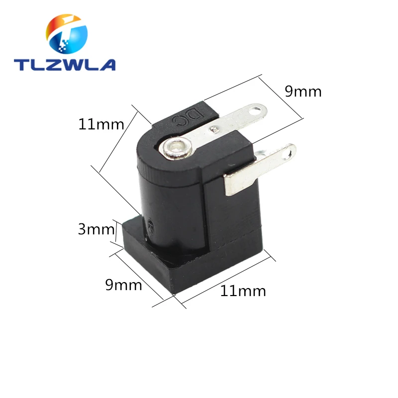 DC power jack socket 10pcs 5.5x2.1mm DC-005 black DC power jack socket DC connectors supply barrel-type right angle PCB mount terminal