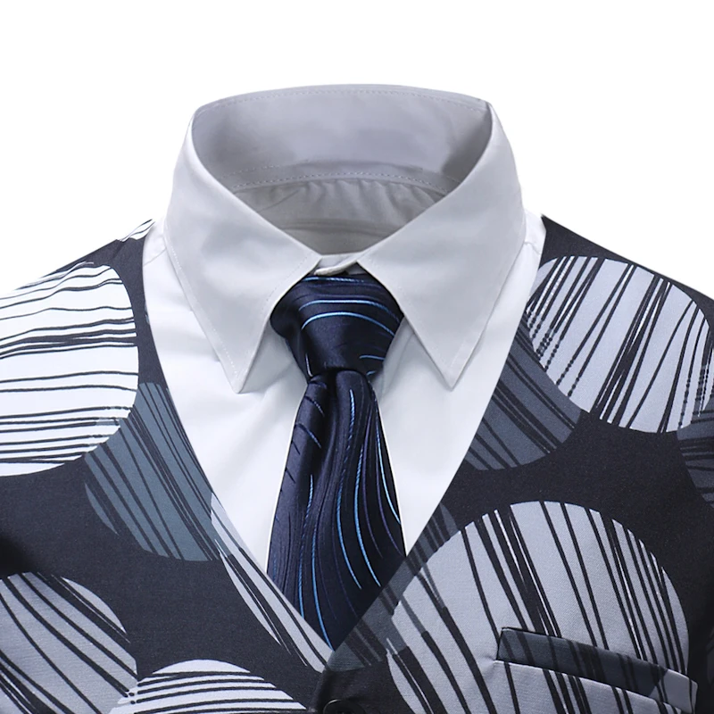 Для мужчин, платье-жилет с принтом классические Повседневное Бизнес на трех пуговицах; жилет, Зауженная модель социальных Блейзер жилет жениха Для мужчин 5XL