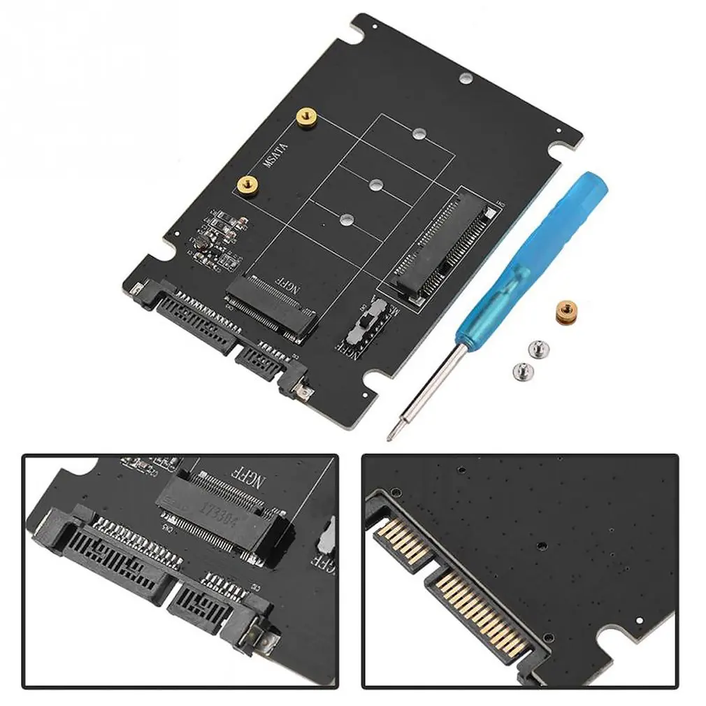 2 in 1 mSATA to SATA NGFF M 2 to SATA3 Converter PCB Adapter Card SSD 3