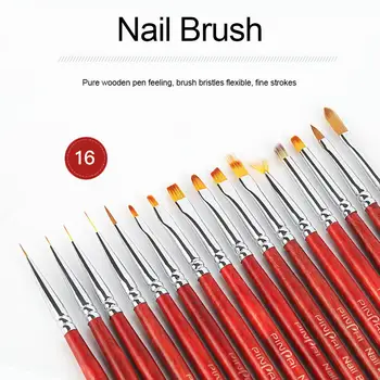 

16Pcs/Set Nail Brush UV Gel Brush Liner Painting Pen Acrylic Drawing Brush For Nails Gradient Rhinestone Handle Nail Art Tool