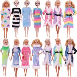 Vêtements pour poupées barbie & BJD Blyth, manteau Long à manches longues avec col en fourrure, pour notre génération 