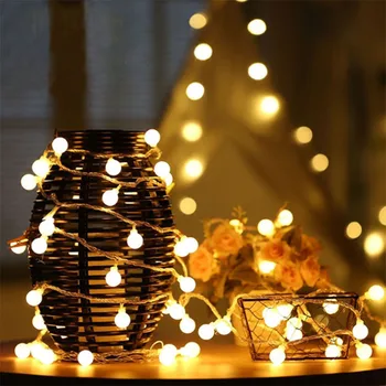

10/20/40/50 LED Ball String Lights Outdoor And Indoor Decoration Waterproof Battery Powered For Holiday Christmas Party