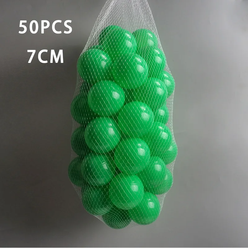 7 см/50 шт экологически чистые красочные Мячи Мягкие пластиковые океанские шарики прозрачные воды океанские волнистые шарики игрушки для детей Малыш Ребенок - Цвет: WJ3709GREEN