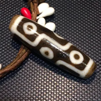 

191023-1 Old Dzi bead High Oily Weathering Vein Baojiang 9 Eyes King Beads Big Wisdom Totem Amulets Talisman Treasure