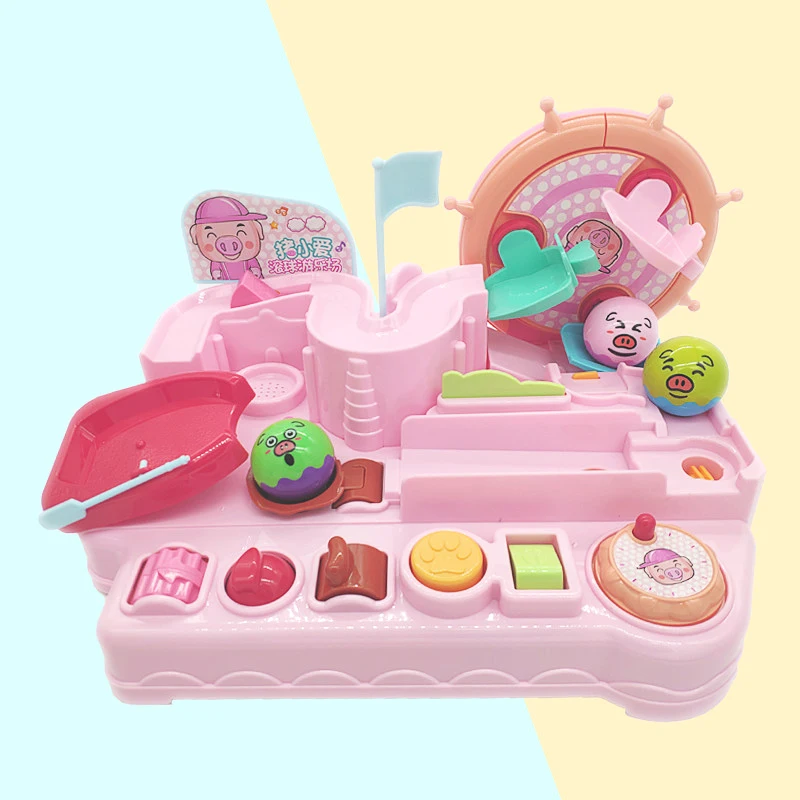 

Track Big Adventure Small Pig Ball Storm A Barrier Track Car Montessori Circuit Voiture Educational Table Games Toys For kids