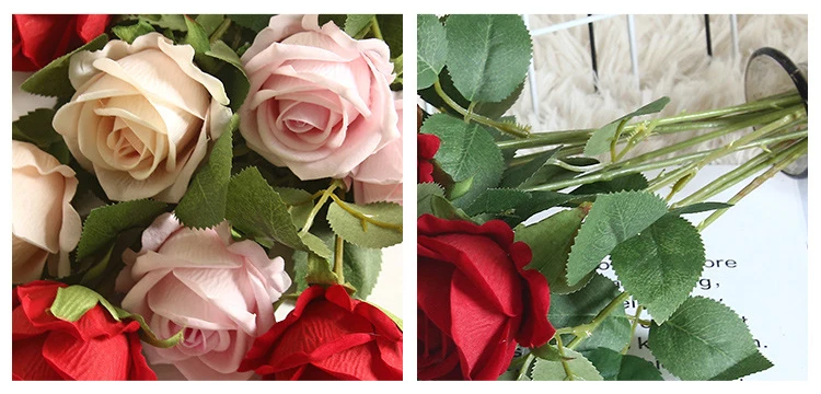 JAROWN Artificial Flannel Rose INS Simulation Flower Home Decoration Festival Wedding Flower Wall DIY Plant Wall Fake Flower (16)