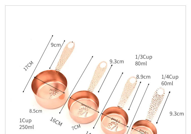 4 шт./компл. пятно розового золота из нержавеющей стали измерительная чашка для выпечки мерная ложка со шкалой чашка из нержавеющей стали