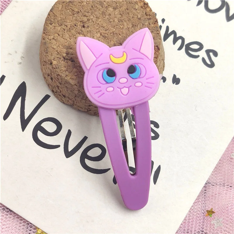 Purple 10 шт./лот, милые элегантные заколки для волос с котом для девочек, милые головные уборы, резинки для волос, ВВ заколка для волос, аксессуары - Color: Purple