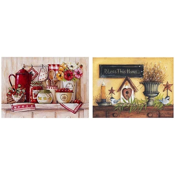 

100% Diy 5D Diamond Painting Full Drill Kitchen Red Tablewares & Flower Full Round Drill 5D Diy Diamond Painting