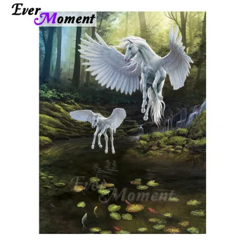 

Ever Moment New Arrival 5D Diamond Paintings Cross Stitch Full Square Drills Unicorn White Horse With Wings Wall Art Decor 5L750