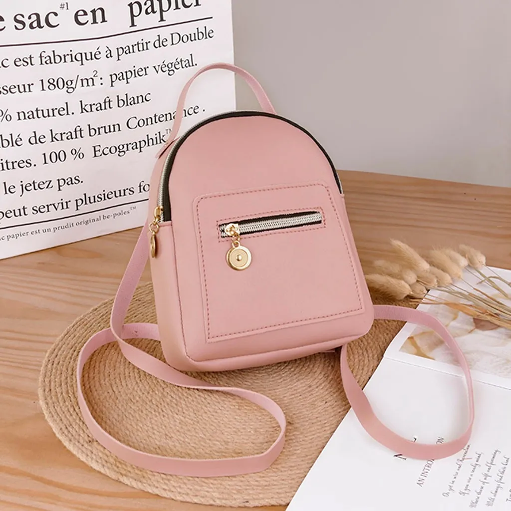 Pink 25# мини-рюкзак женская сумка через плечо из искусственной кожи для девочек-подростков Детский многофункциональный маленький рюкзак женский школьный рюкзак - Цвет: Pink