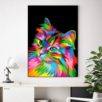 

Colorful Animals Canvas Painting Lions Cats Wall Art Posters Wall Prints Painting Fashion Wall Decor Art for Living Room