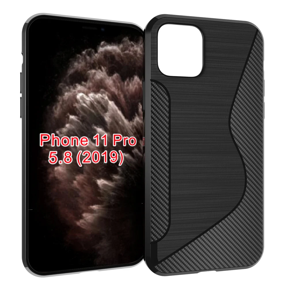 

100PCS/LOT,black shockproof Anti-skid S Line TPU Gel Skin Case Cover For iPhone 11 Pro 5.8" 2019