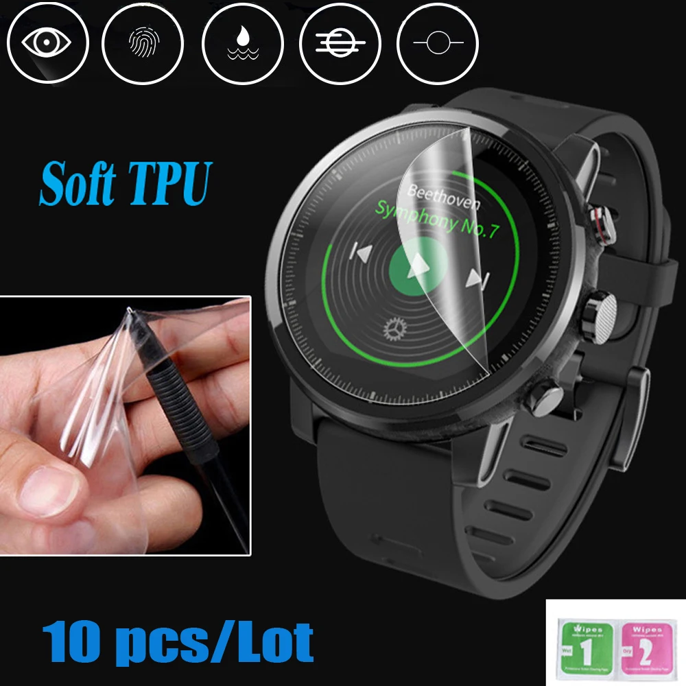 YHNUJM 10 шт. ТПУ ультра четкие HD защитная пленка для Xiaomi Huami Amazfit Stratos Pace 2 2S часы Полный