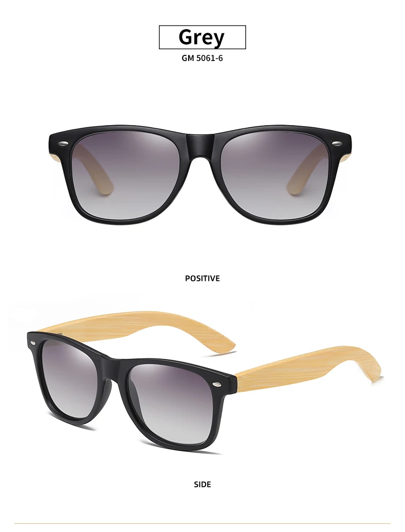 GM натуральные очки с бамбуковыми дужками деревянные поляризованные солнцезащитные очки мужские очки UV400 Защитные очки деревянная оригинальная коробка