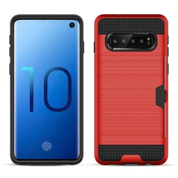 

50pcs Hybird TPU+PC Armor Case For Samsung Galaxy S20 Ultra S10 5G E S9 S8 Plus Note 10 9 8 Brushed Card Slide Shockproof Cover