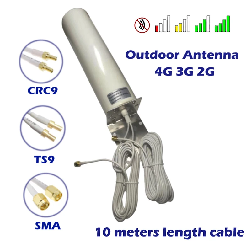 3G 4G Antenna Barrel Shape High Gain Omni-Directional SMA TS9 CRC9 Connecter 10meters Cable for Signal Booster Router Extender antenna signal booster,4g antenna