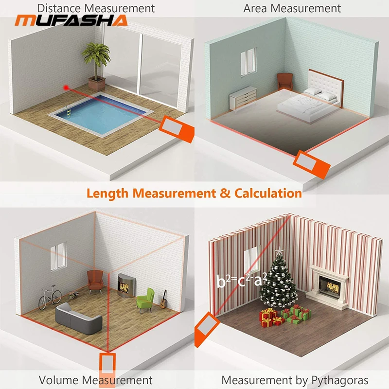 Portable Laser Distance Meter Degital Measuring Tool Rangefinder laser rangefinder distance meter electronic component measurement tool