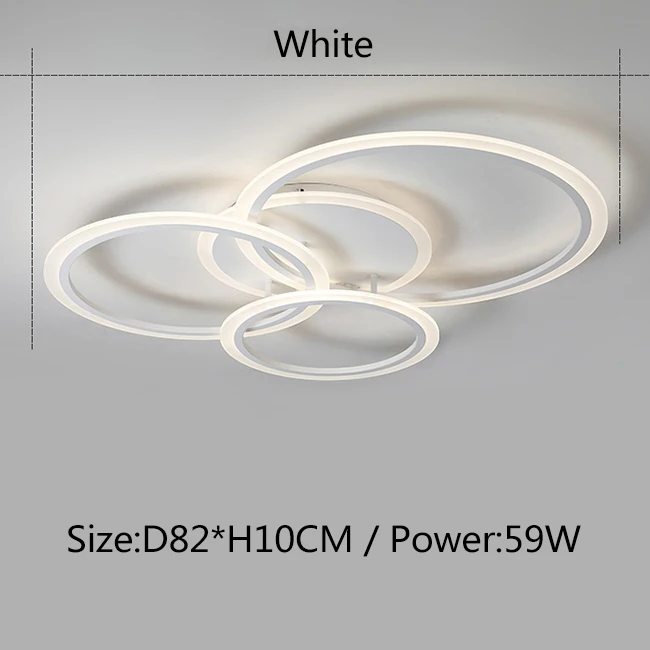 White 3Rings D82CM Современный светодиодный потолочный светильник, белые/бронзовые кольца, светодиодный акриловый потолочный светильник для фойе, гостиной, столовой, спальни, лампа - Цвет корпуса: White 3Rings D82CM